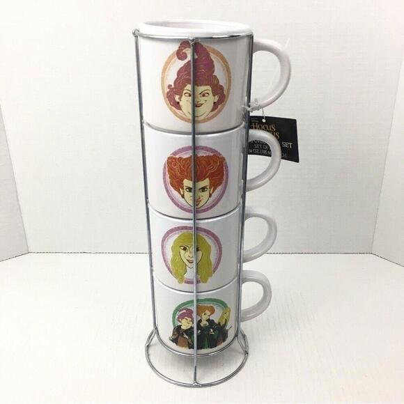 NEW Disney Hocus Pocus Stacked Ceramic Halloween Mugs Set of 4 - Picture 1 of 5